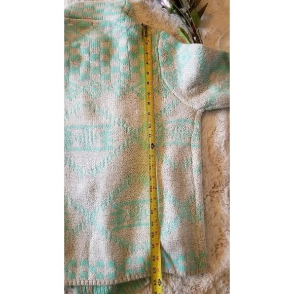 Francescas Miami Light Gray Turquoise Blue Broad Collar Cardigan Sweater Small - Picture 8 of 9